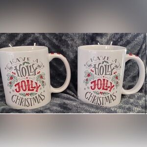 2 Coffee Mugs “Have A Holly Jolly Christmas” “Reindeer Sleiigh Rides New